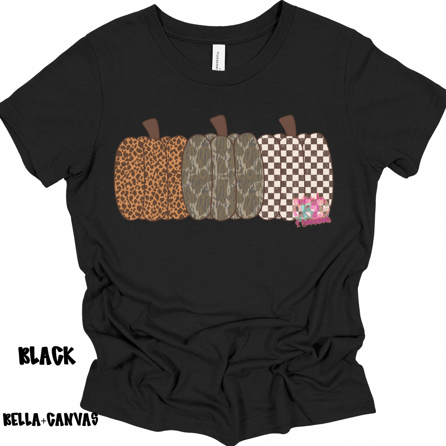 3 PATTERNED PUMPKINS CAMO/CHECKERED BELLA+CANVAS PREORDER