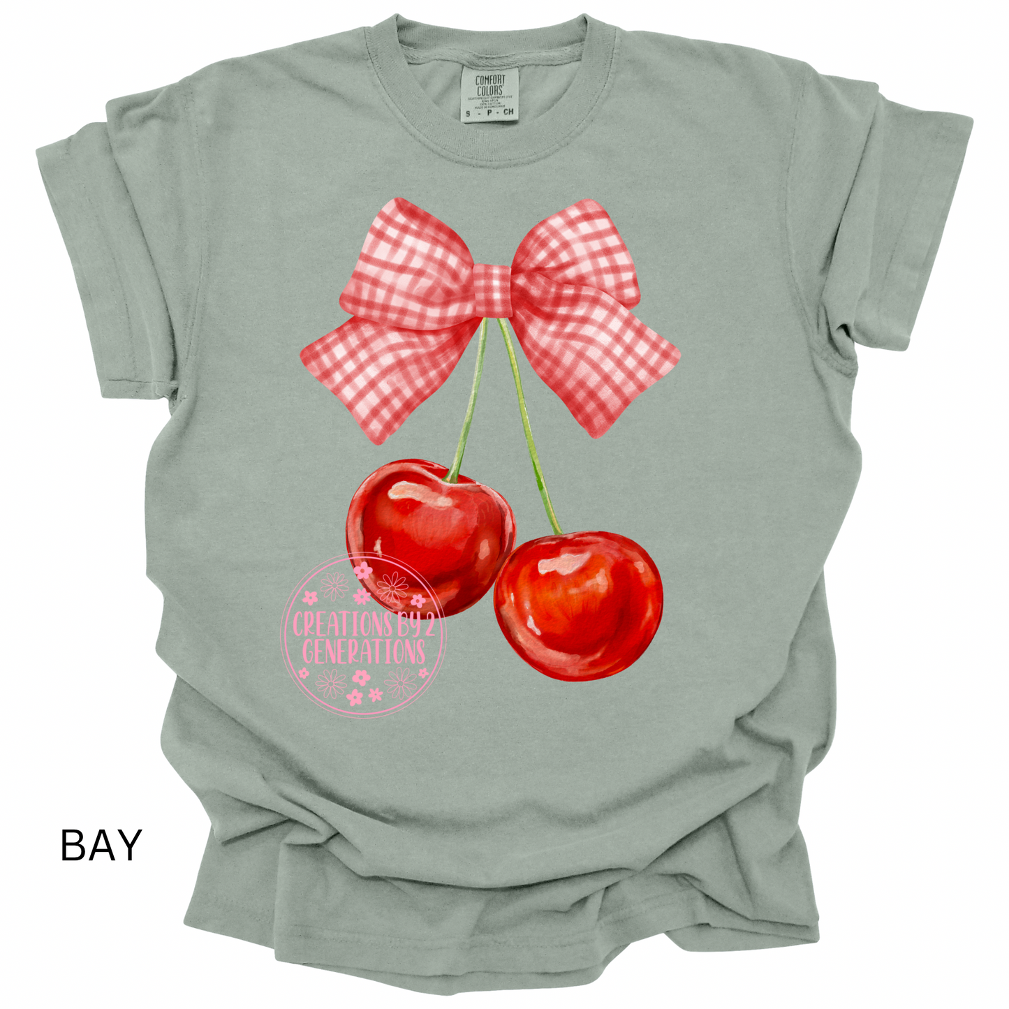 CHERRIES WITH RED CHECK BOW PREORDER