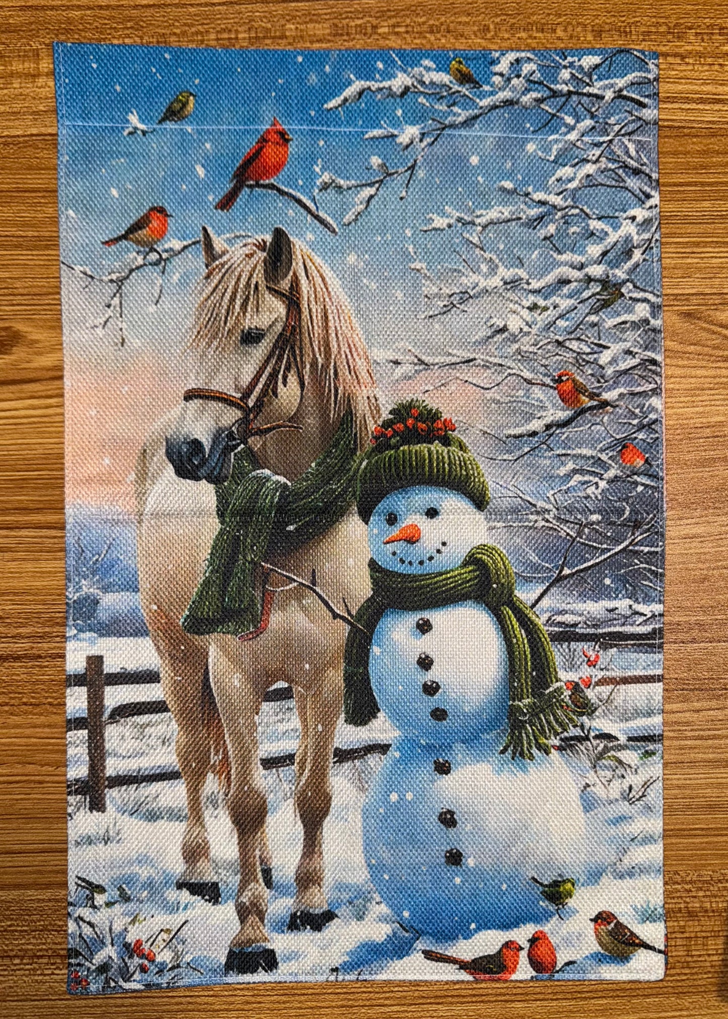 SNOWMAN WITH HORSE FLAG