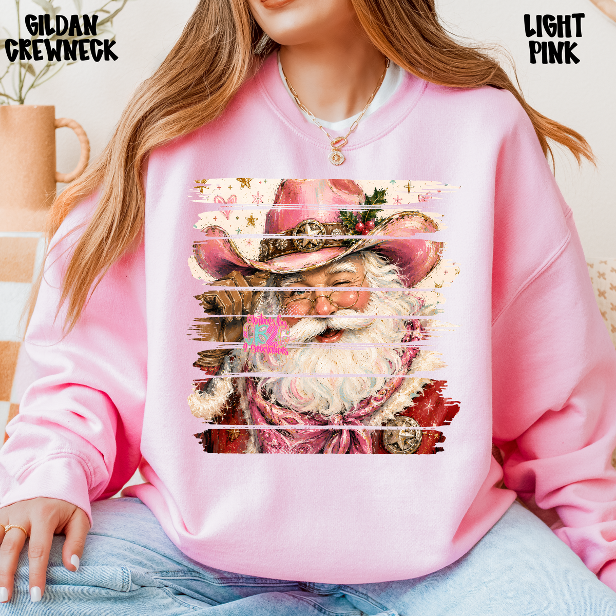 WESTERN PINK SANTA PAINT STROKE SWEATSHIRT PREORDER