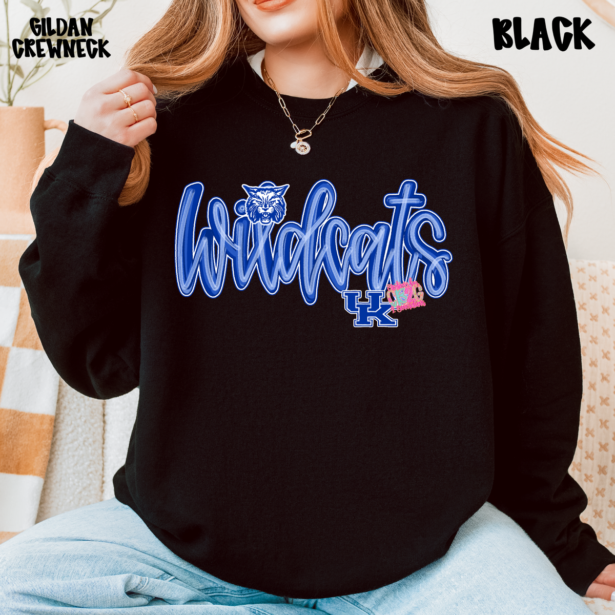 WILDCATS CURSIVE BLUE/WHITE SWEATSHIRT PREORDER (YOUTH)