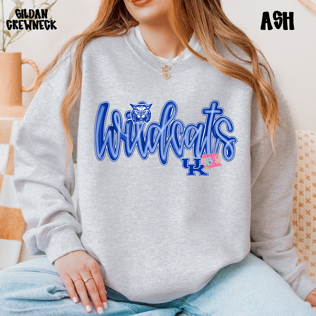 WILDCATS CURSIVE BLUE/WHITE SWEATSHIRT PREORDER