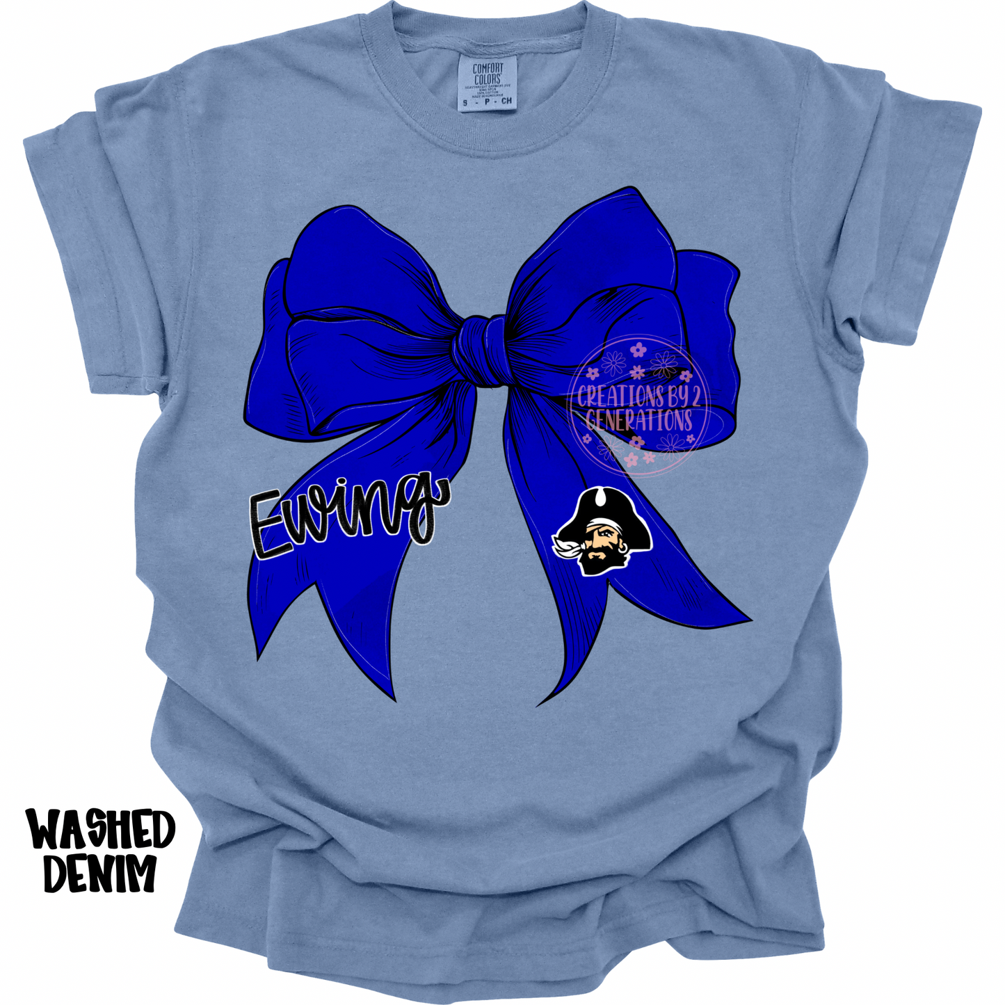 BLUE BOW WITH EWING PIRATE HEAD PREORDER
