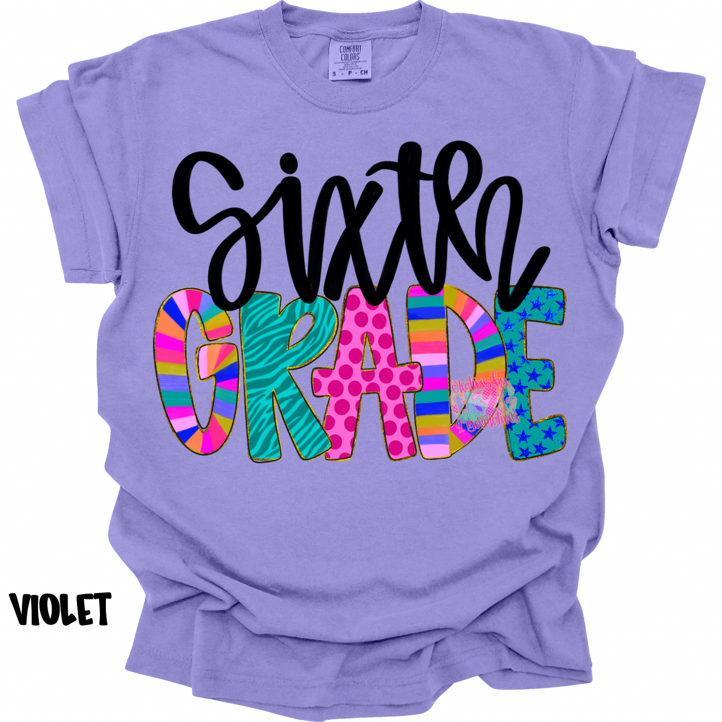 SIXTH GRADE COLORFUL PATTERNS BLACK CURSIVE PREORDER