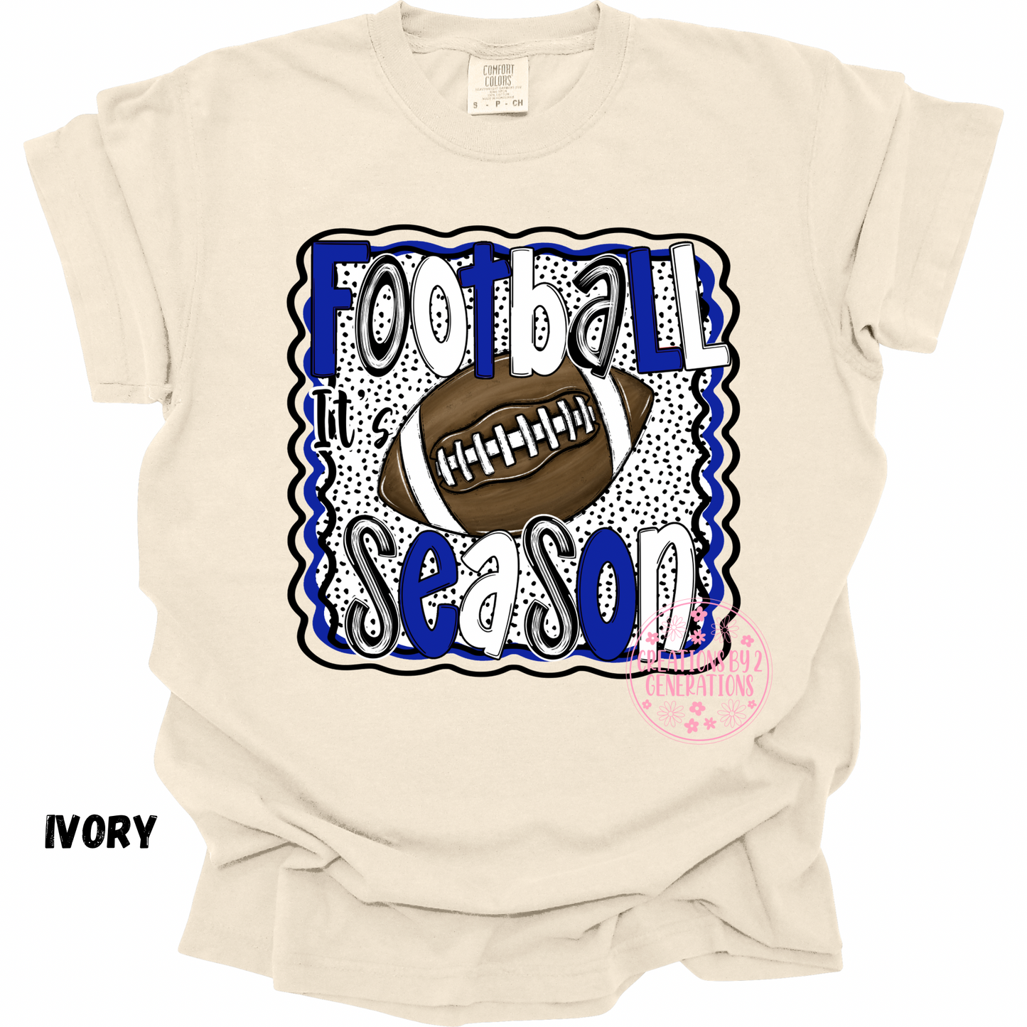 FOOTBALL SEASON BLUE AND WHITE PRINT