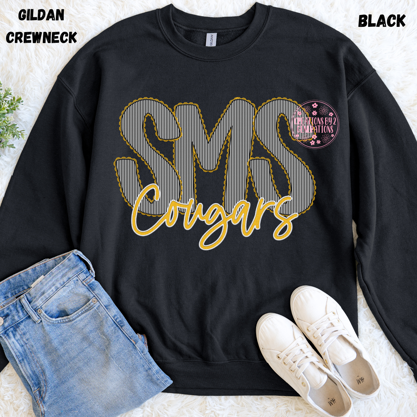 SMS COUGARS STRIPES FAUX EMBROIDERY PRINT