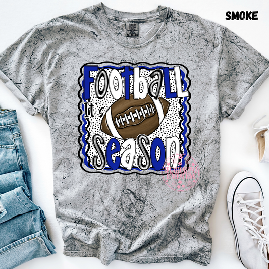 FOOTBALL SEASON BLUE AND WHITE PRINT