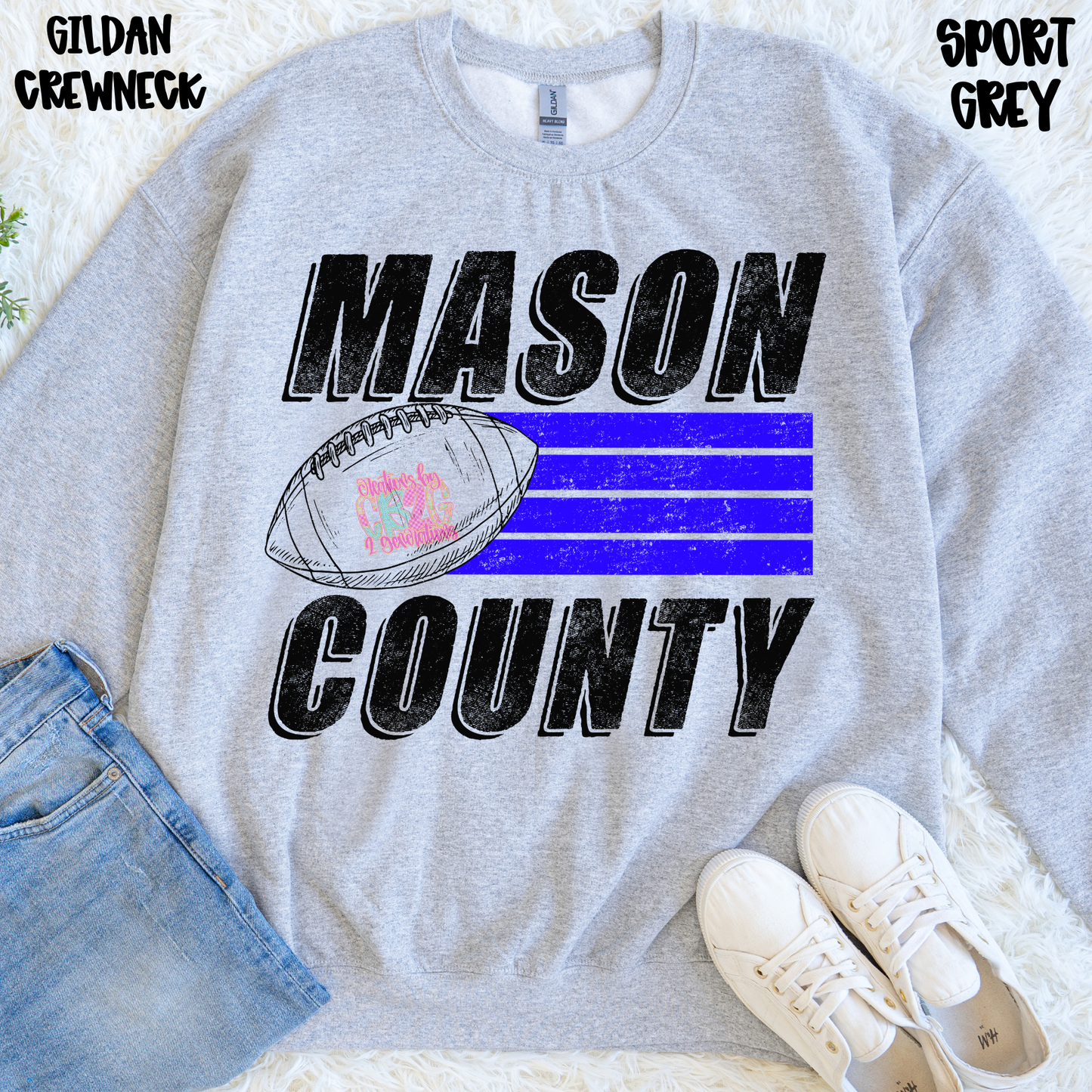MASON COUNTY FOOTBALL BLUE STRIPES SWEATSHIRT PREORDER (YOUTH)