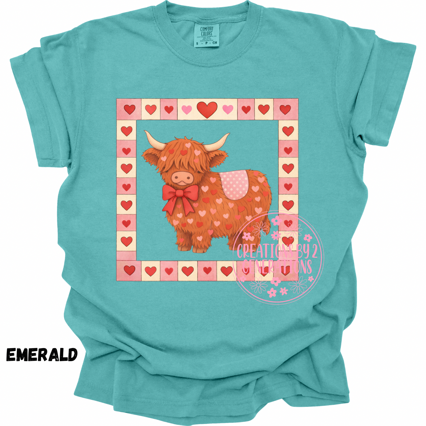 HIGHLAND COW VALENTINE QUILT SQUARE