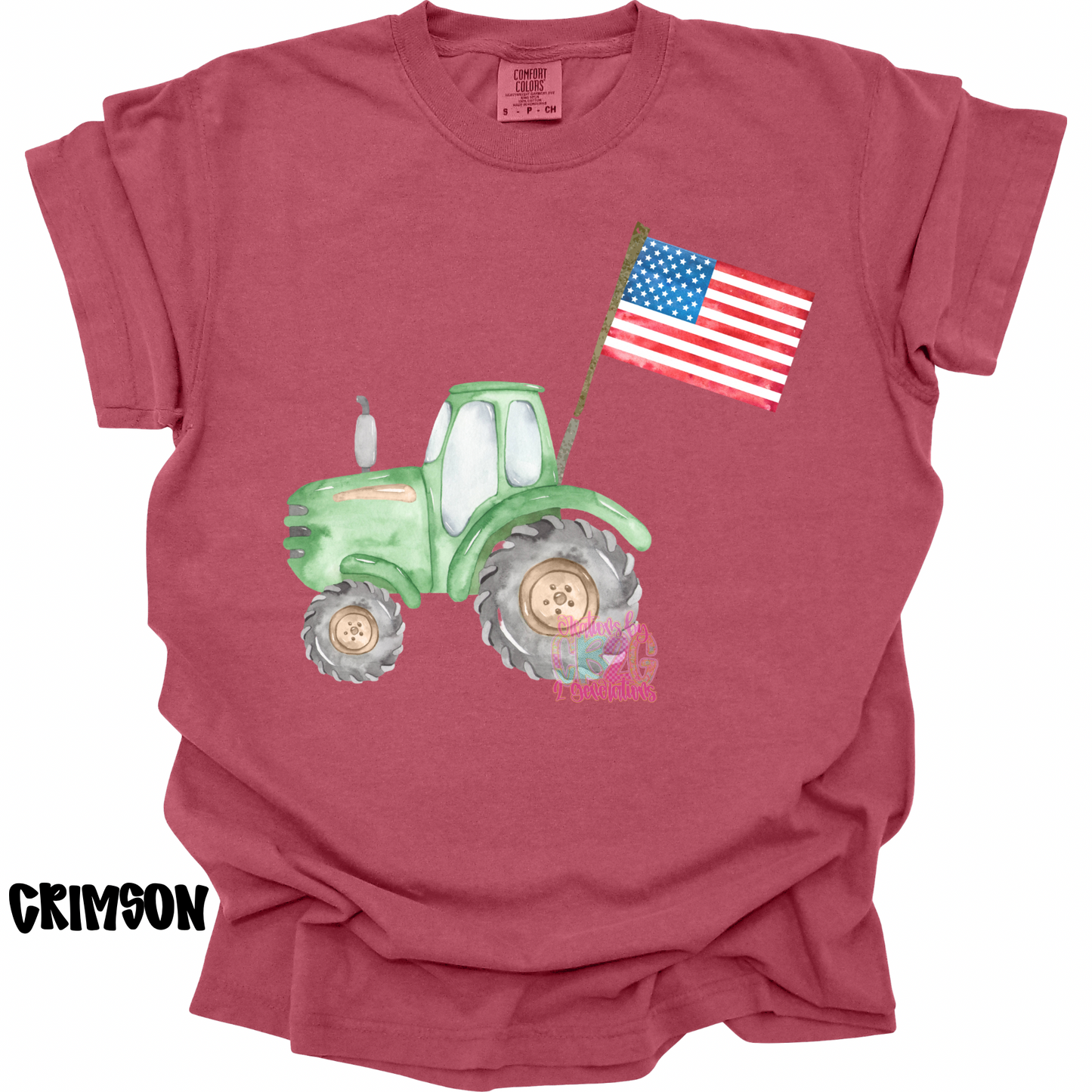 GREEN TRACTOR WATERCOLOR WITH FLAG PREORDER (YOUTH)