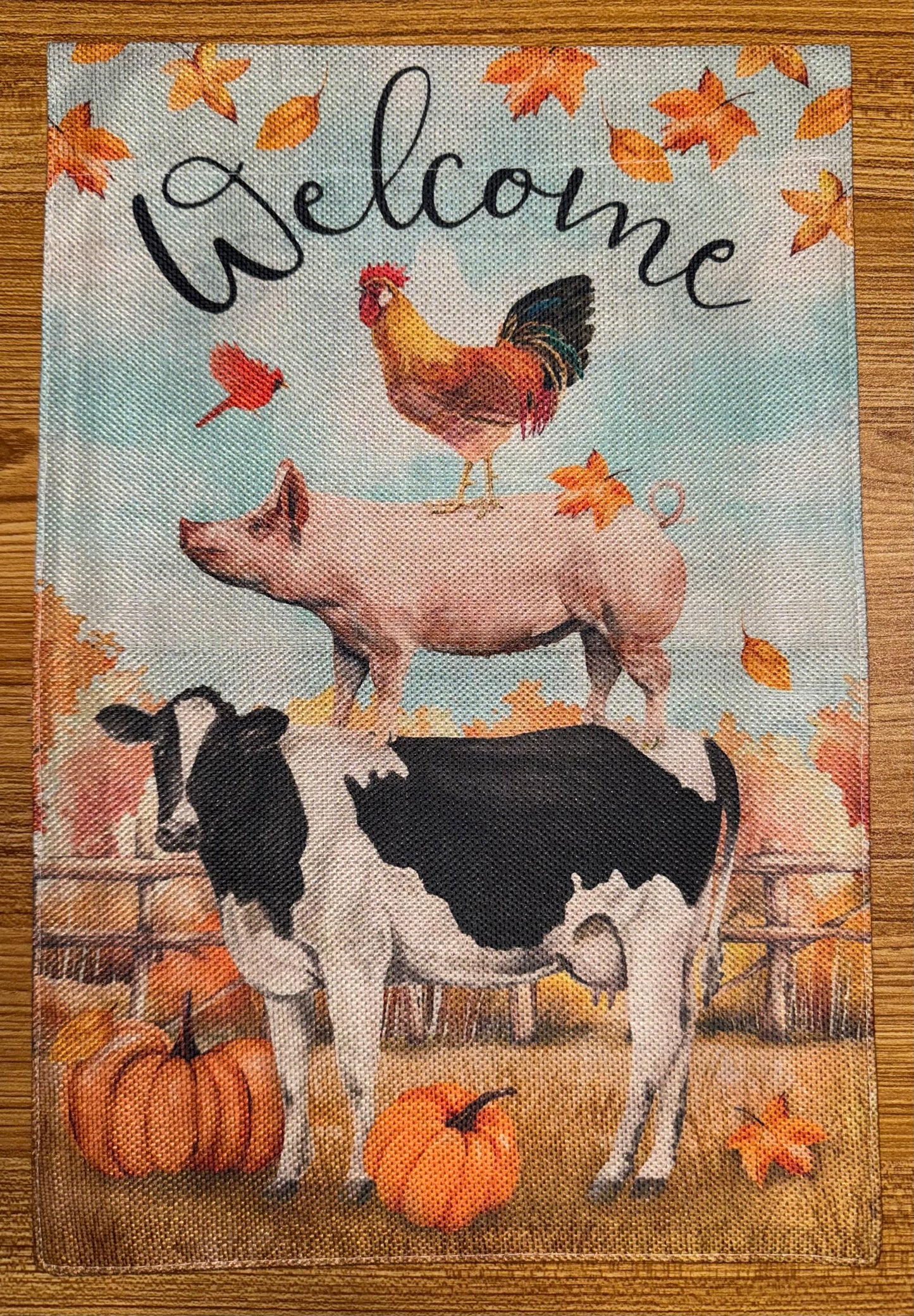 WELCOME COW/PIG/ROOSTER FLAG