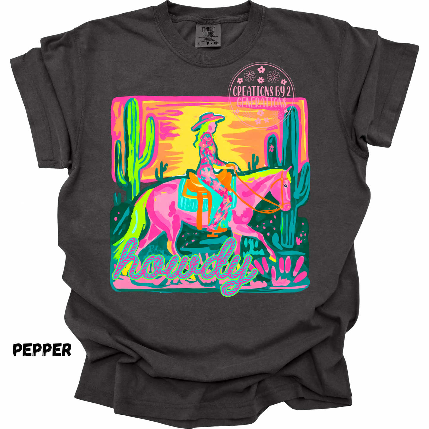 HOWDY WITH HORSE & COWGIRL PRINT (YOUTH)