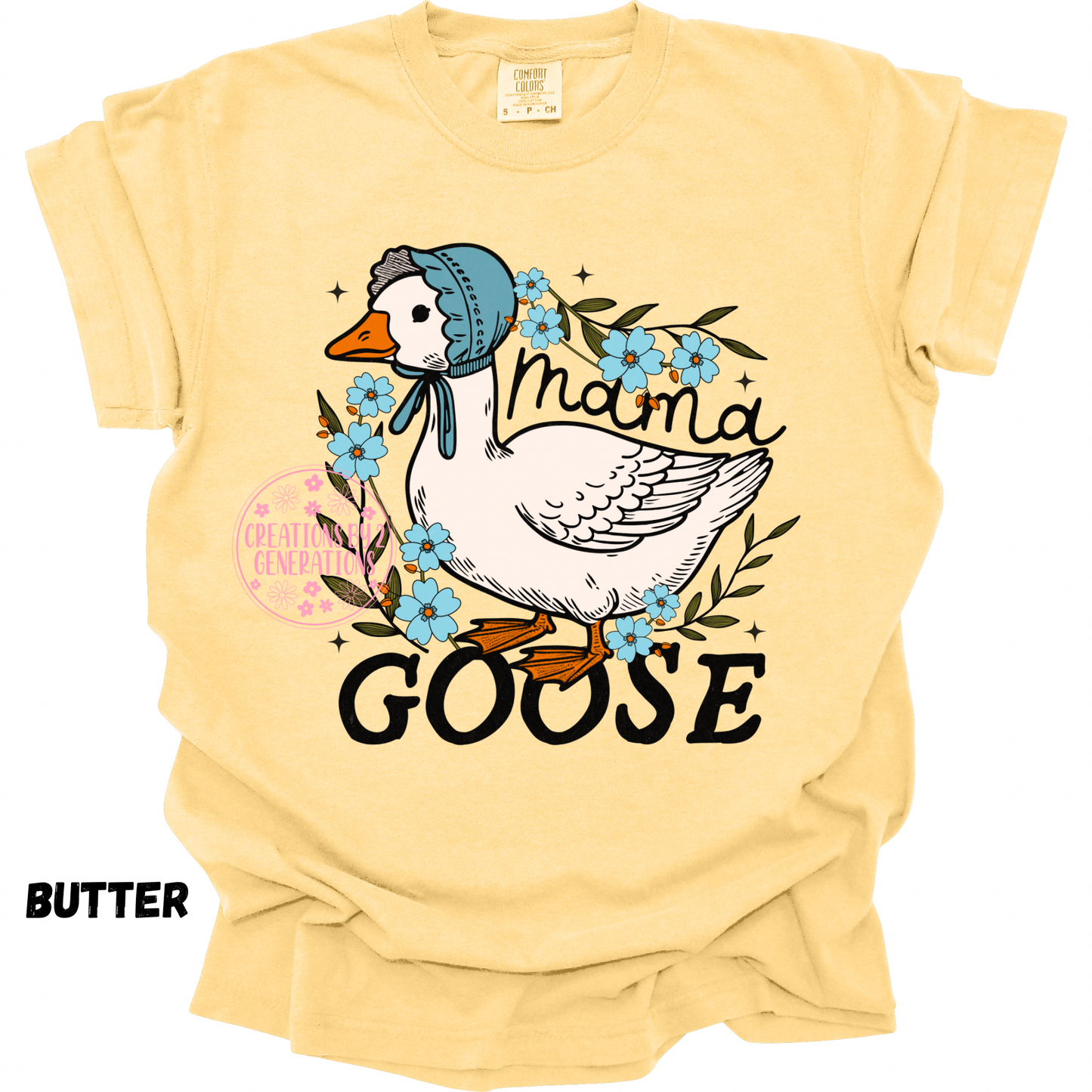 MAMA GOOSE WITH BLUE FLOWERS PREORDER