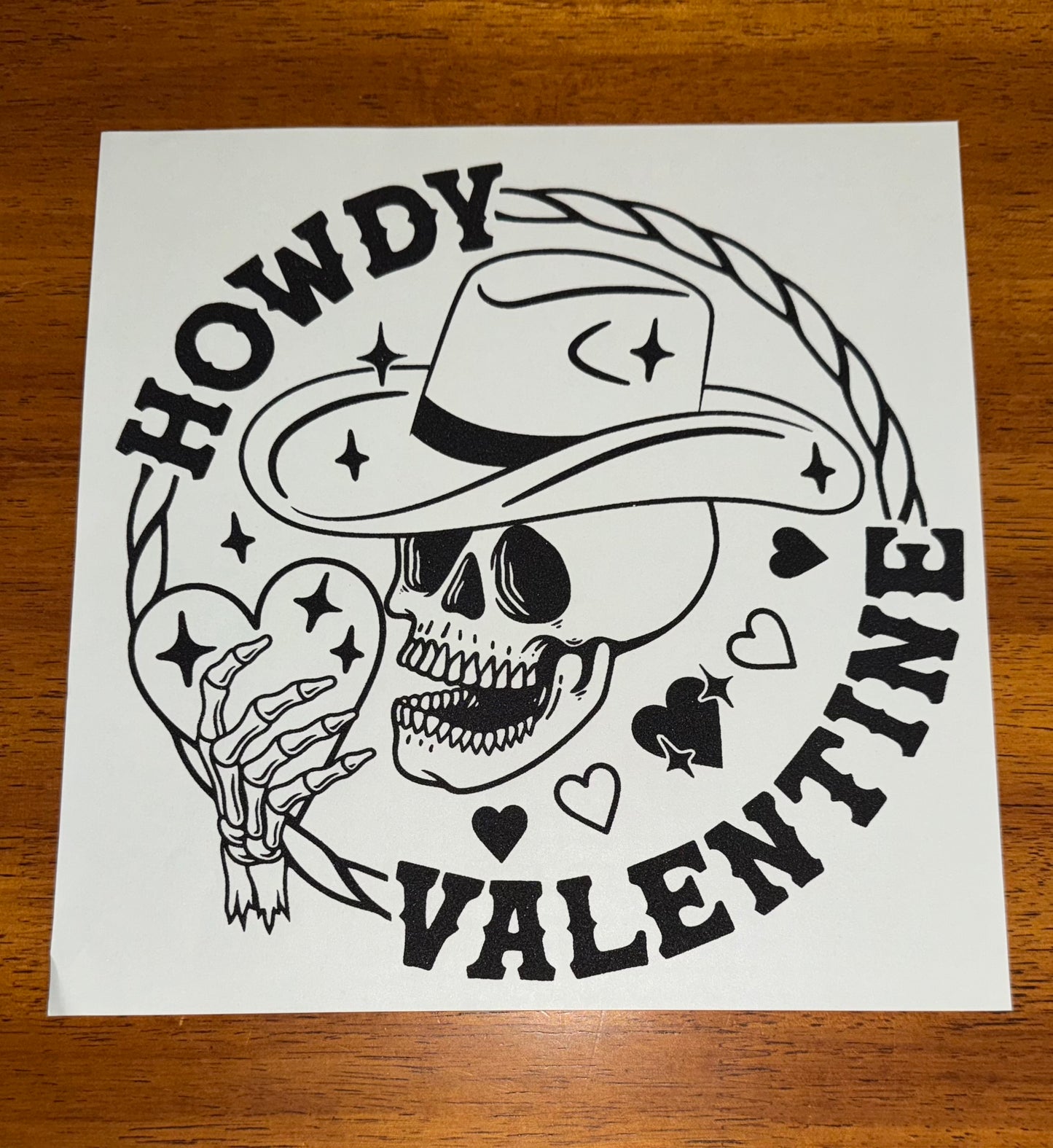 HOWDY VALENTINE SKULL BLACK PRINT