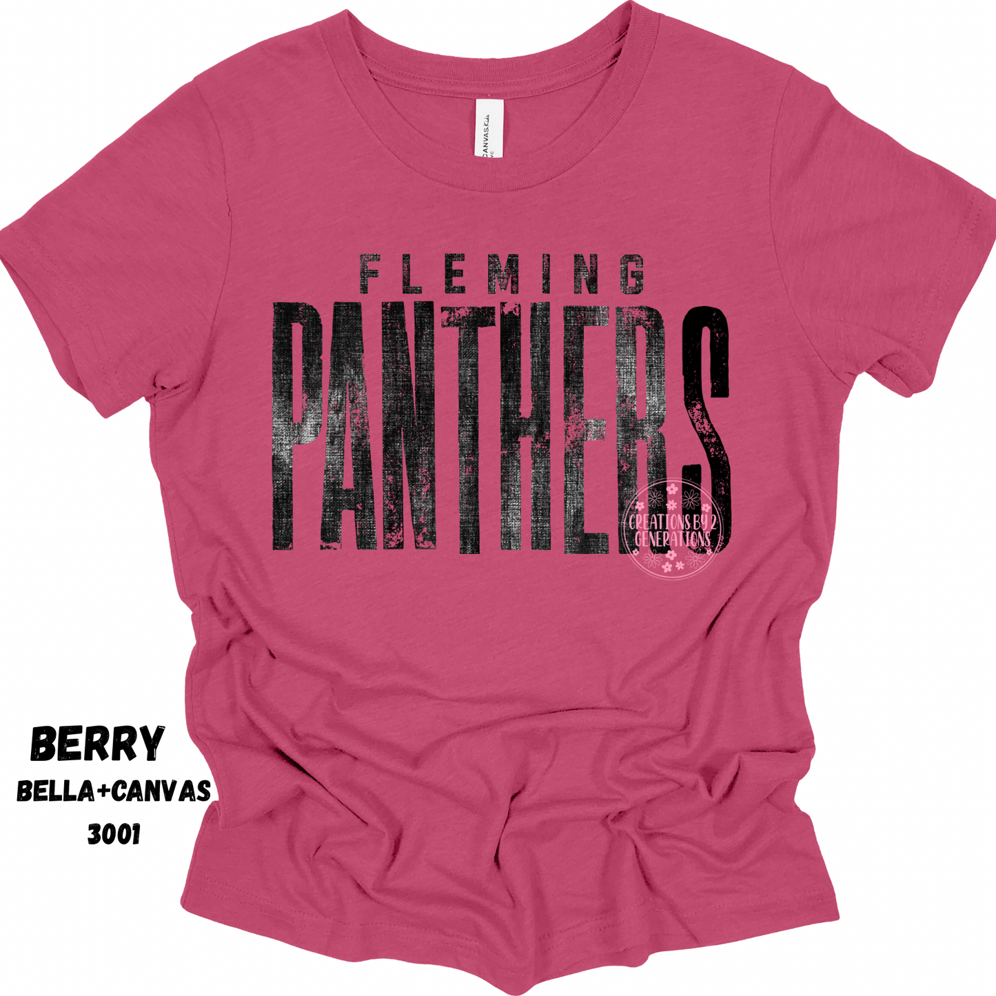 FLEMING PANTHERS DISTRESSED BLACK BELLA+CANVAS SS PREORDER