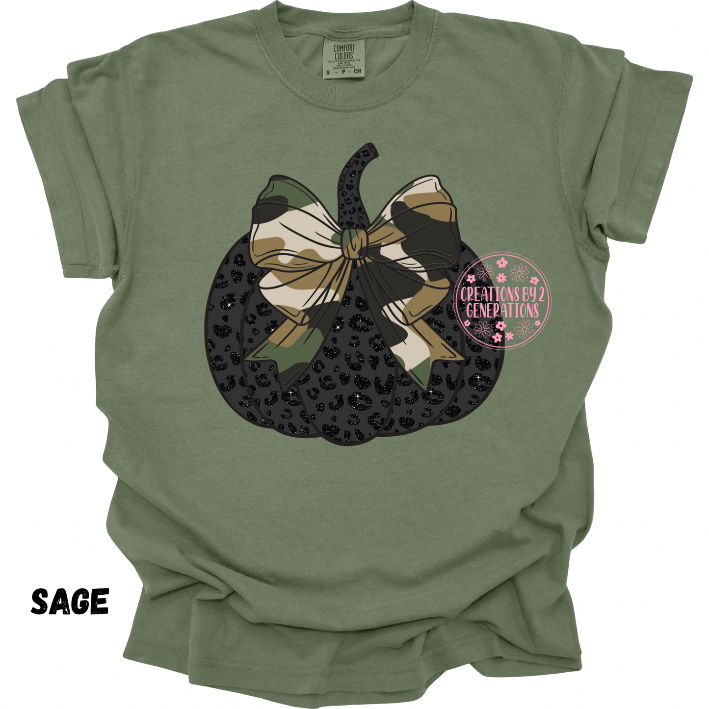 BLACK LEOPARD PUMPKIN WITH CAMO BOW PRINT