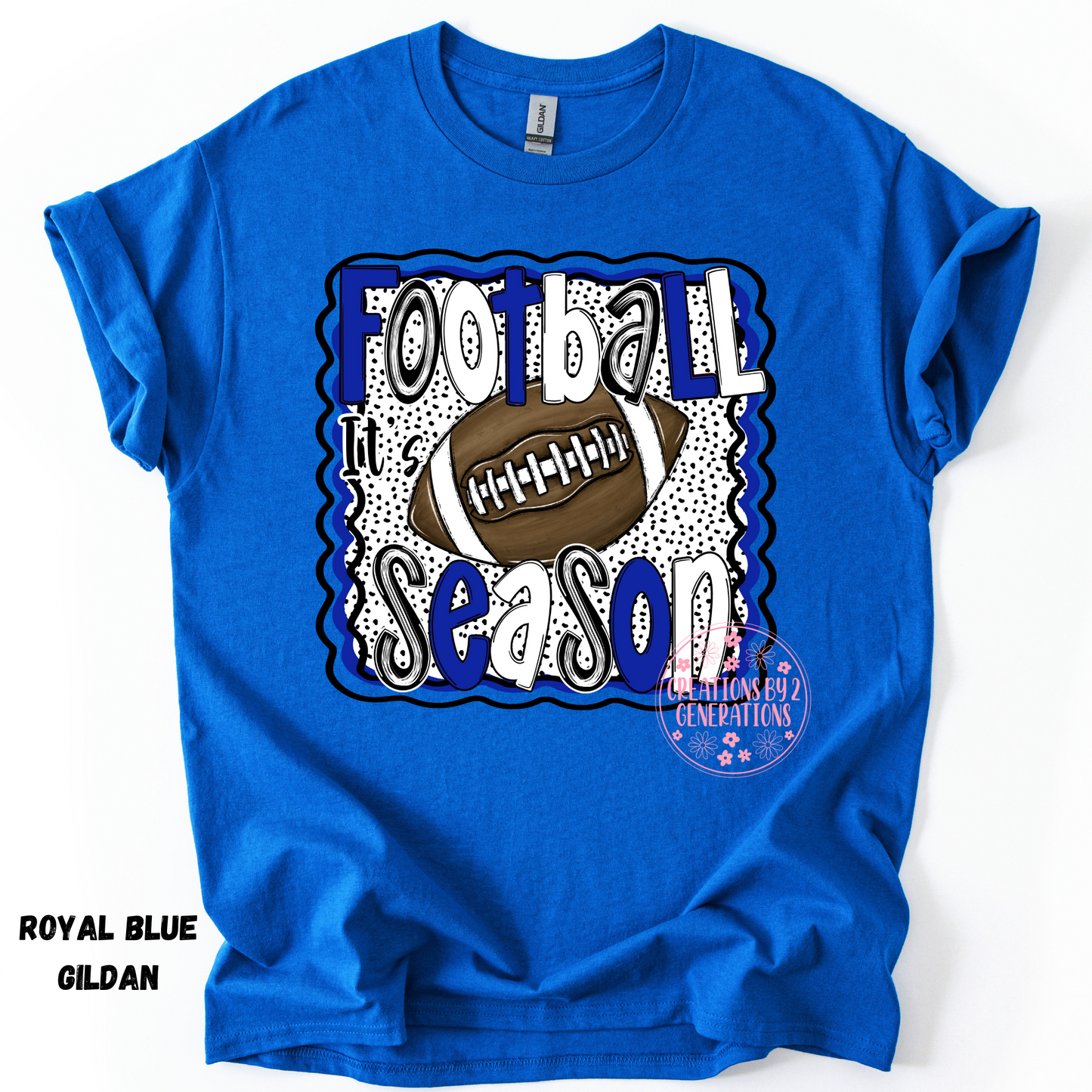 FOOTBALL SEASON BLUE AND WHITE PRINT