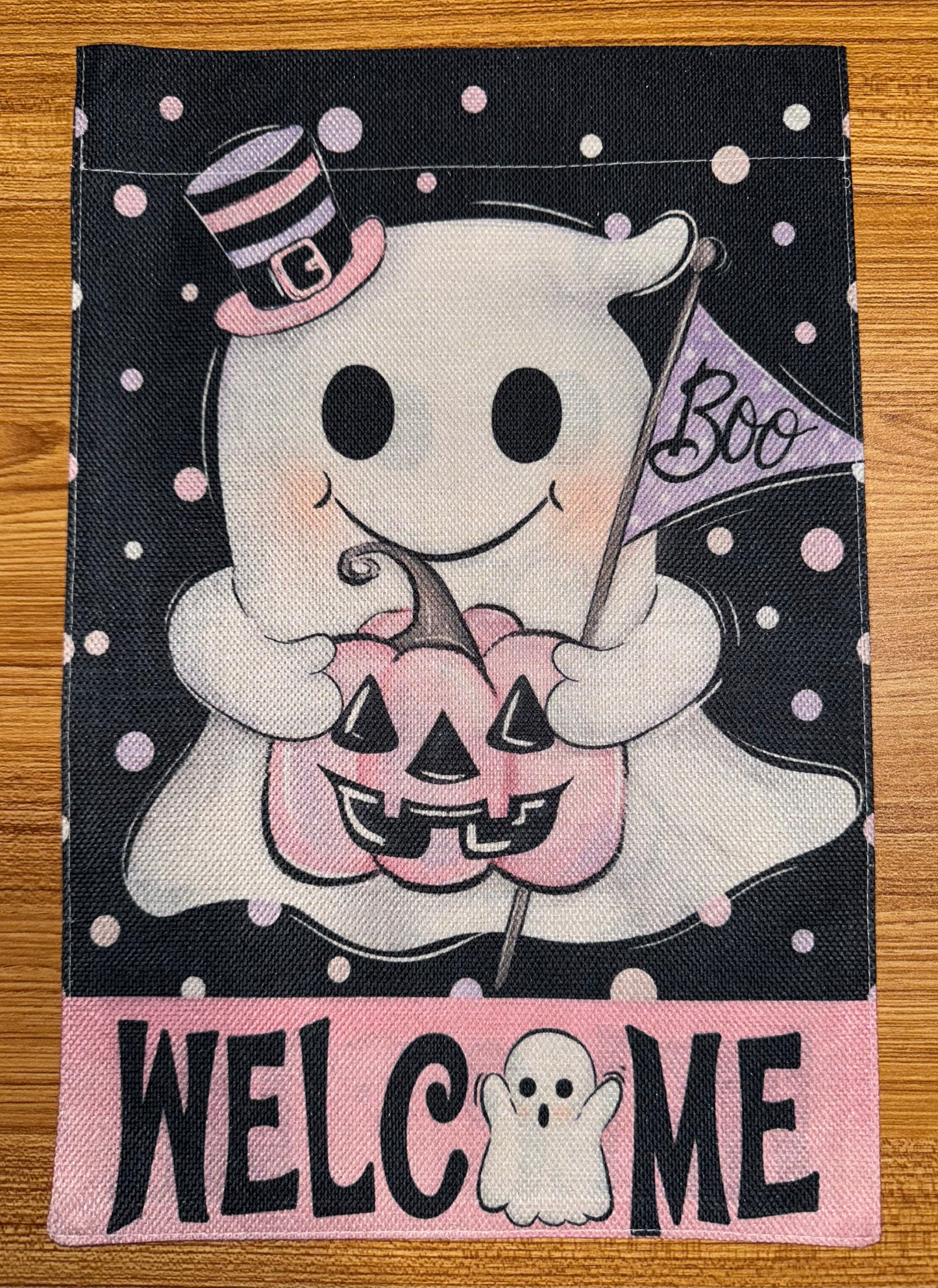 WELCOME GHOST PINK FLAG
