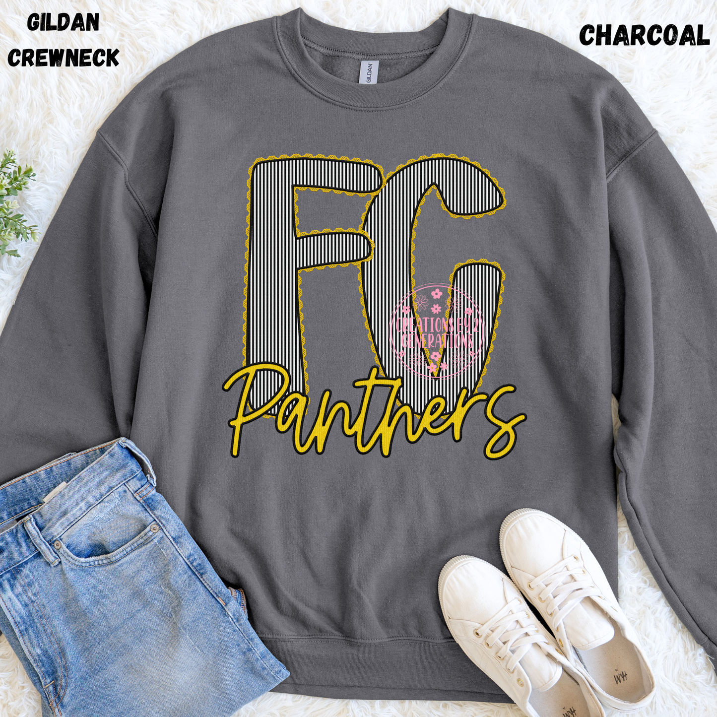 FC STRIPES PANTHERS FAUX EMBROIDERY SWEATSHIRT
