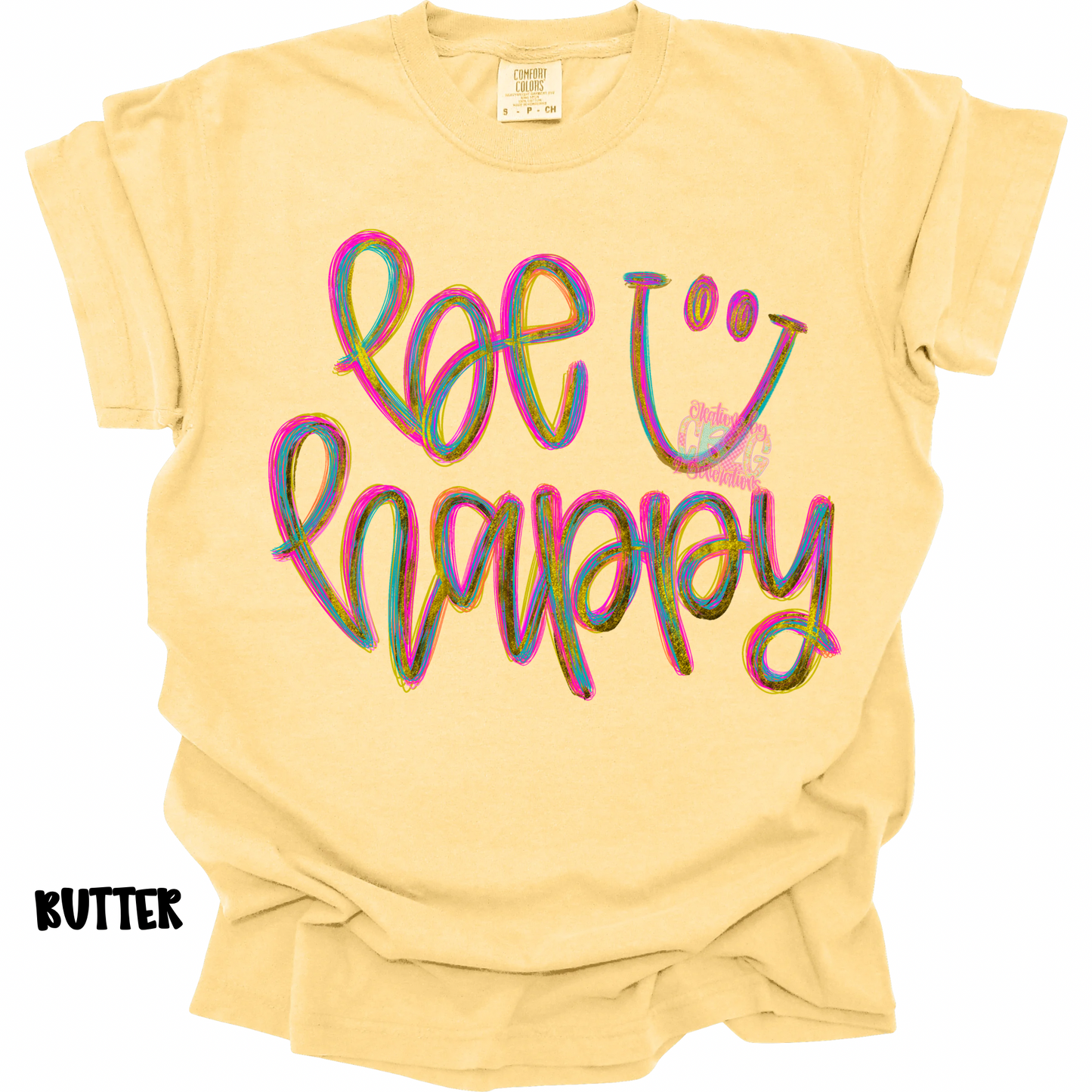 BE HAPPY COLORFUL CURSIVE WITH SMILEY PREORDER (YOUTH)