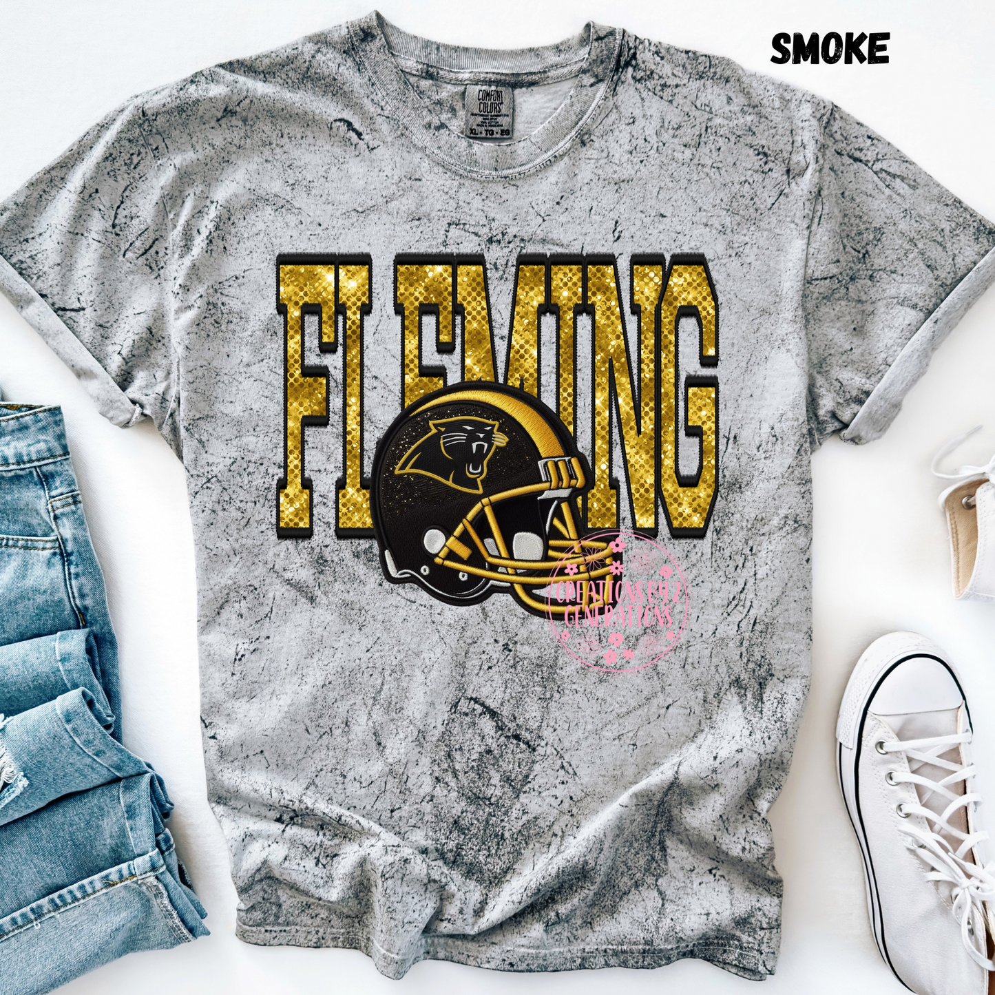 FLEMING FAUX SEQUINS WITH FOOTBALL HELMET PRINT
