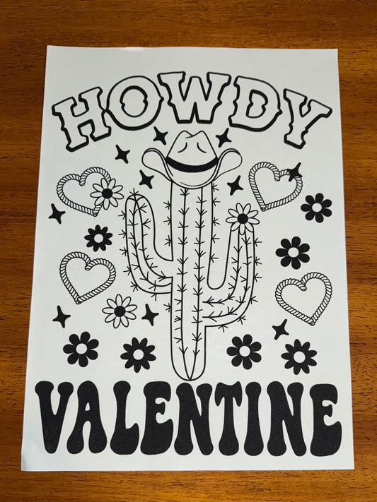 HOWDY VALENTINE CACTUS BLACK PRINT