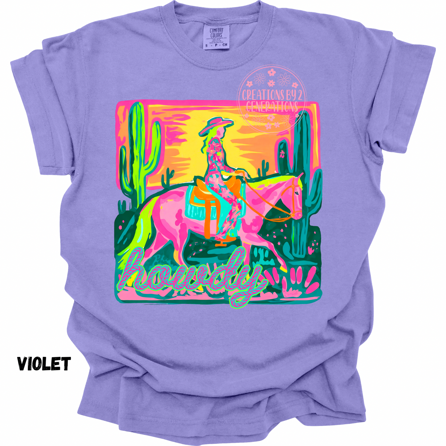HOWDY WITH HORSE & COWGIRL PRINT (YOUTH)