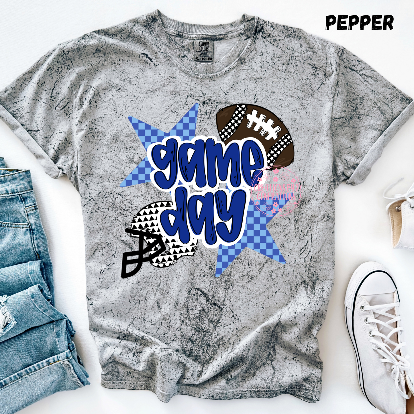 GAME DAY FOOTBALL BLUE STARS PRINT
