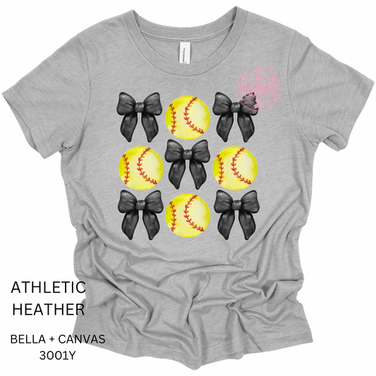 SOFTBALLS WITH BLACK BOWS PRINT