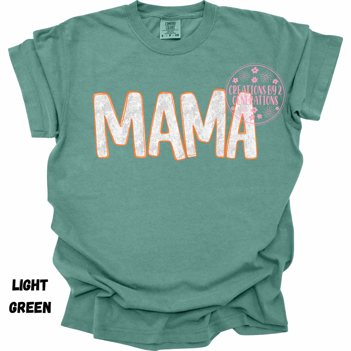 MAMA WHITE CAMO WITH ORANGE OUTLINE