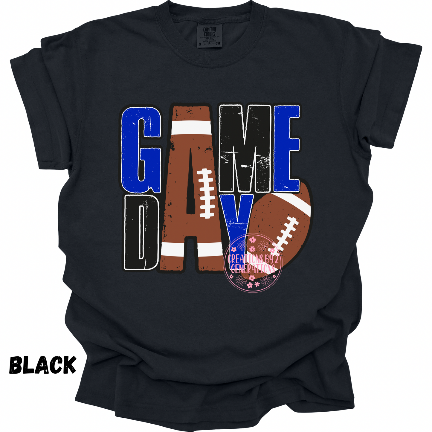 GAME DAY FOOTBALL BLUE AND BLACK PRINT