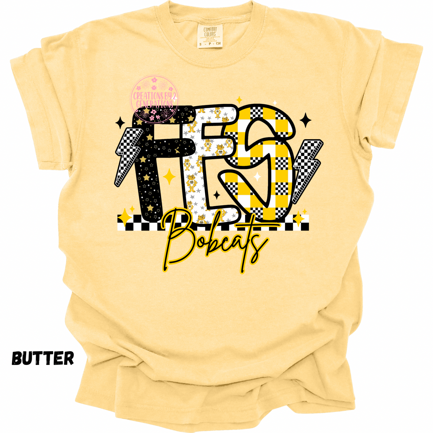 FES BOBCATS BLACK/YELLOW/WHITE PRINT