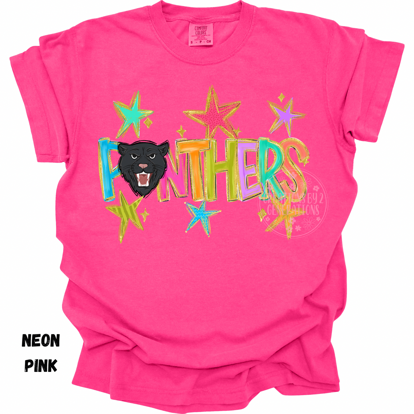 PANTHERS WITH MULTICOLORED STARS