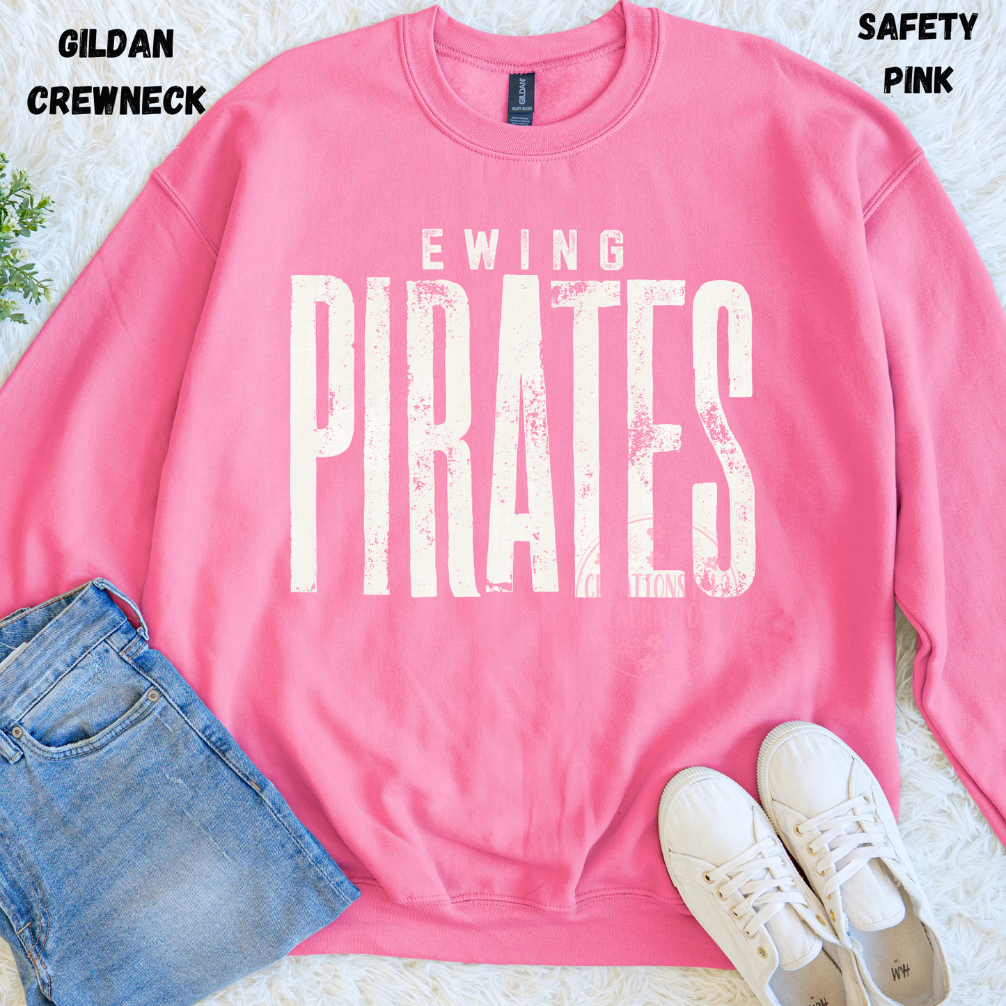 DISTRESSED EWING PIRATES WHITE SWEATSHIRT