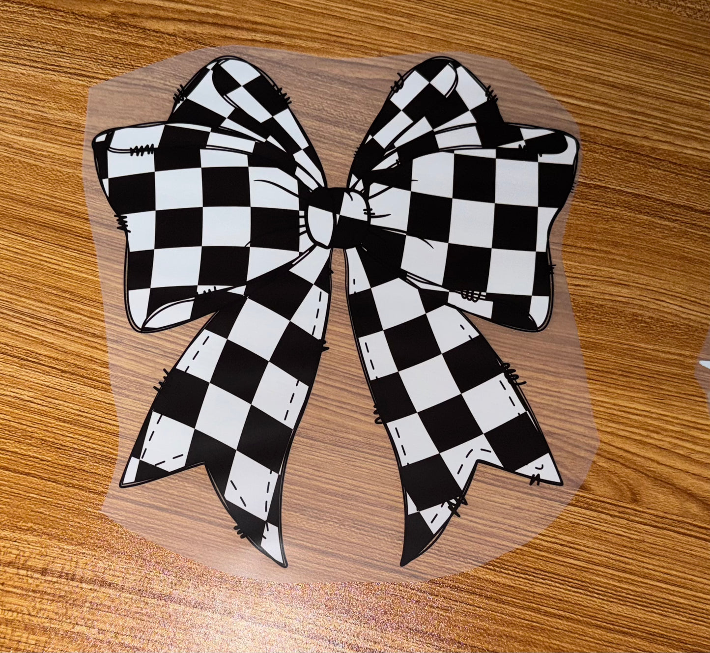 BLACK & WHITE CHECKERED BOW PRINT