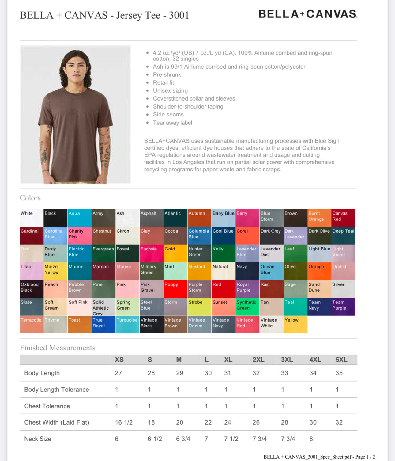 3X ASH BELLA + CANVAS - JERSEY TEE - 3001