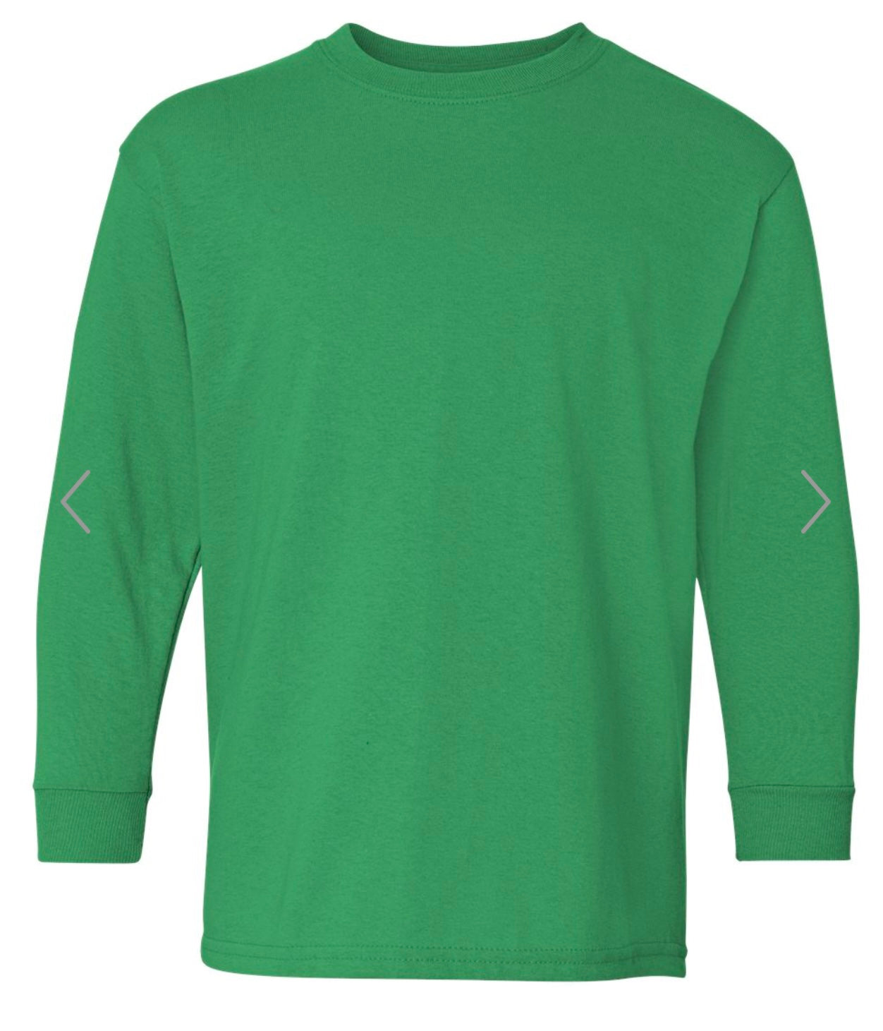 YOUTH XS IRISH GREEN GILDAN - HEAVY COTTON YOUTH LONG SLEEVE T-SHIRT - 5400B