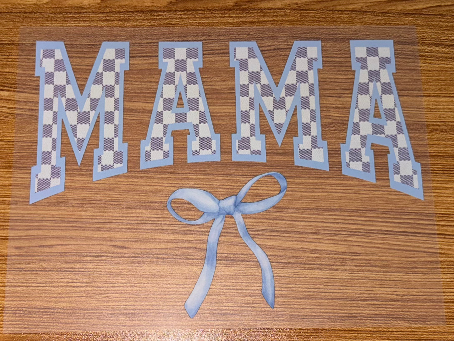 MAMA LIGHT BLUE CHECKERED WITH BOW PRINT