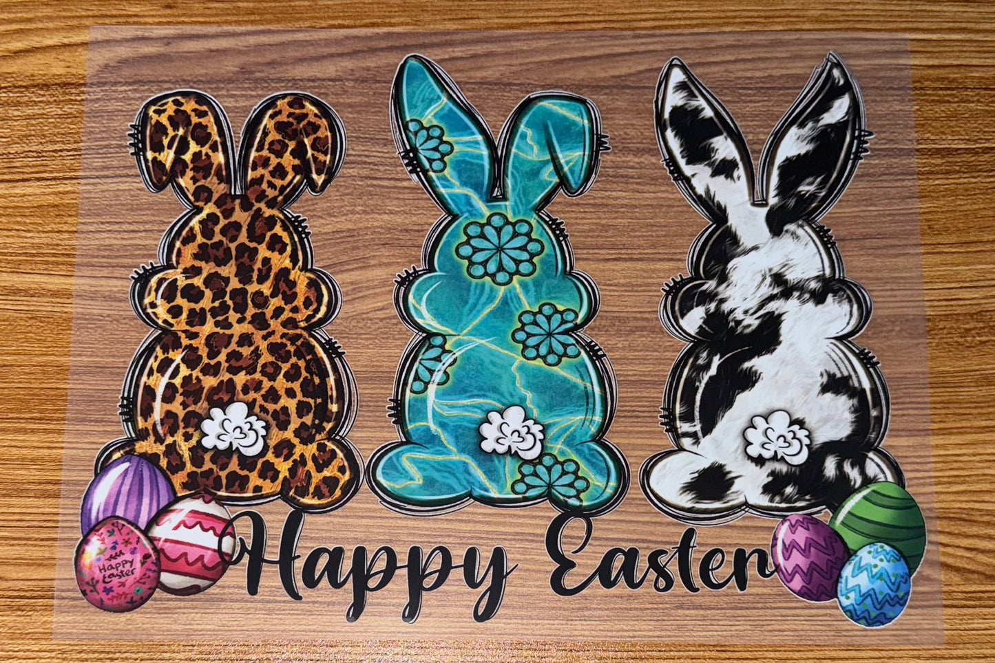 HAPPY EASTER 3 BUNNIES PRINT