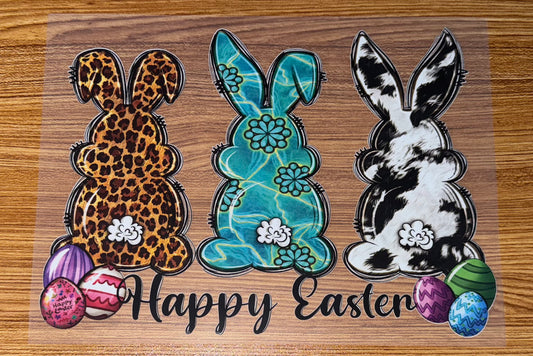 HAPPY EASTER 3 BUNNIES PRINT