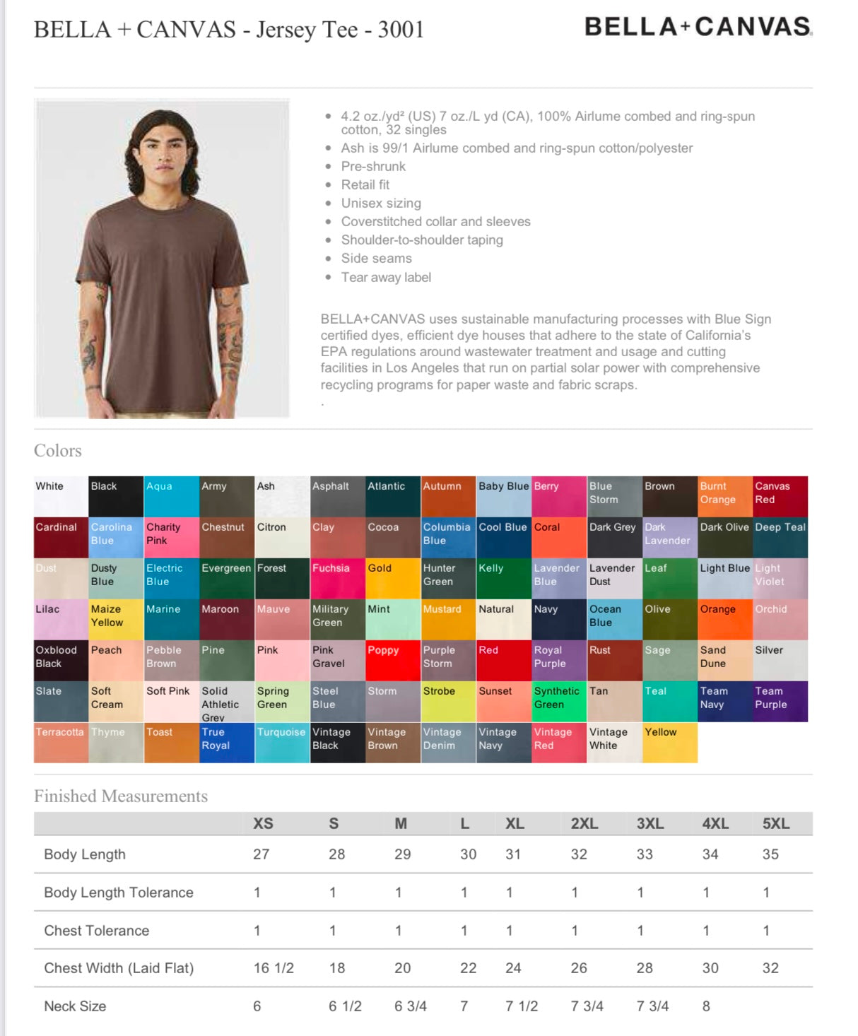LARGE LEAF BELLA + CANVAS - JERSEY TEE - 3001