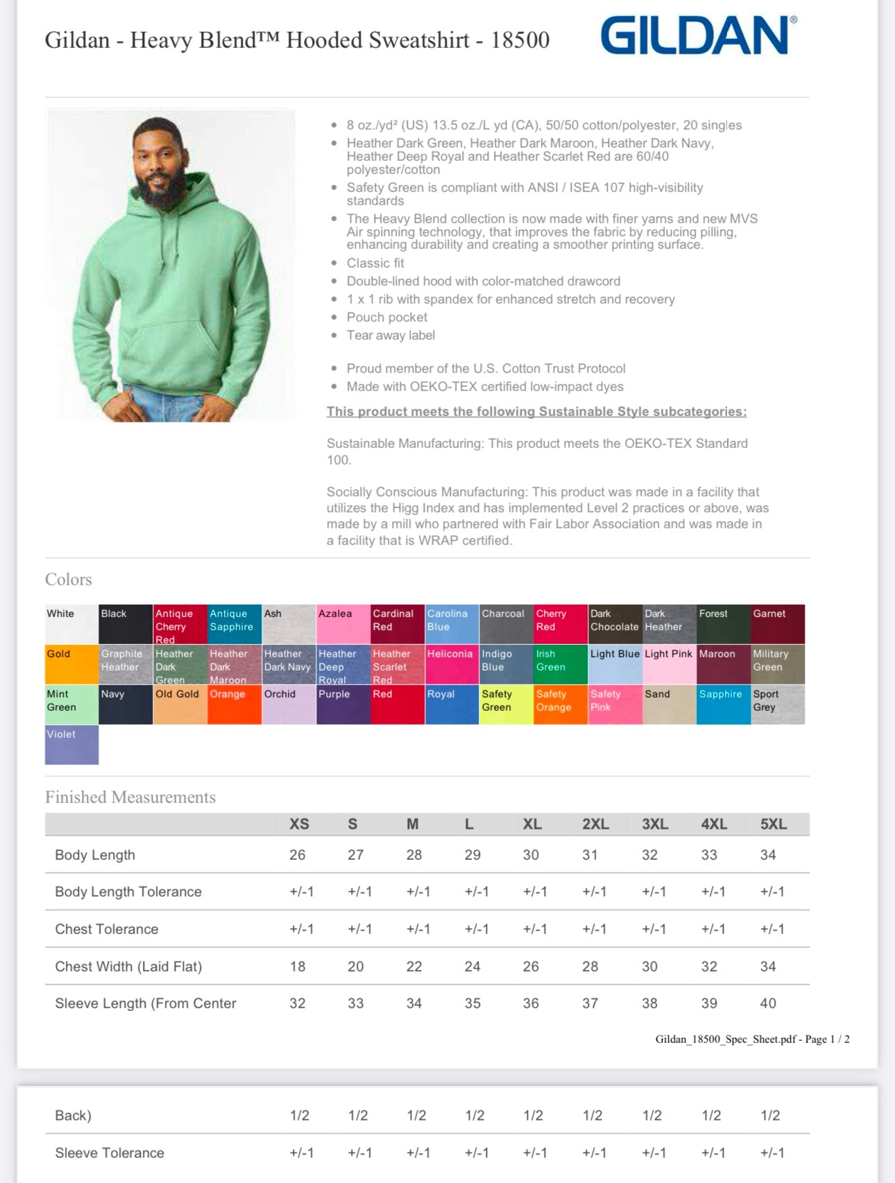 SMALL WHITE GILDAN - HEAVY BLEND HOODED SWEATSHIRT - 18500