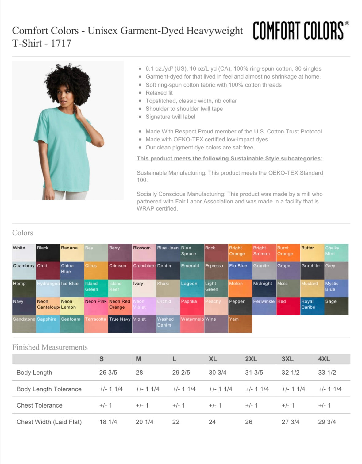 4X WATERMELON COMFORT COLORS-GARMENT-DYED HEAVYWEIGHT T-SHIRT-1717
