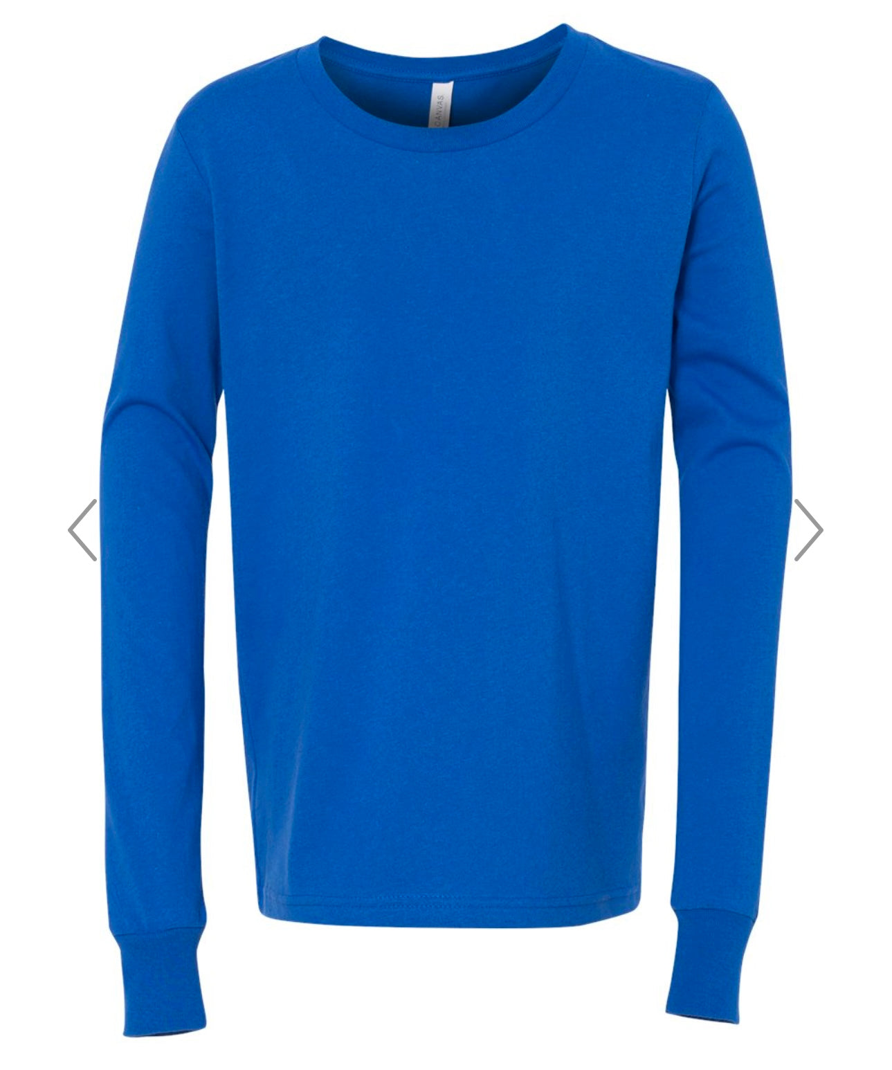 YOUTH SMALL TRUE BLUE BELLA + CANVAS - YOUTH JERSEY LONG SLEEVE TEE - 3501Y