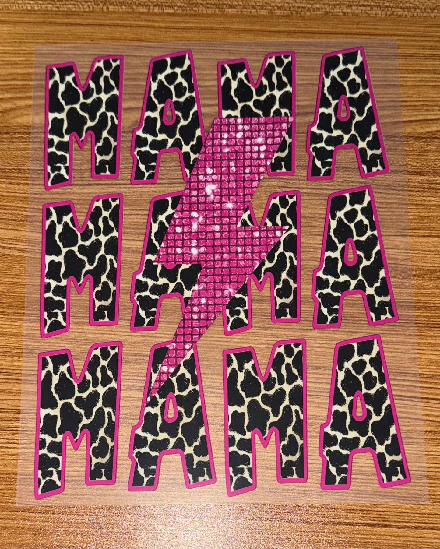 MAMA STACK PINK GLITTER BOLT PRINT