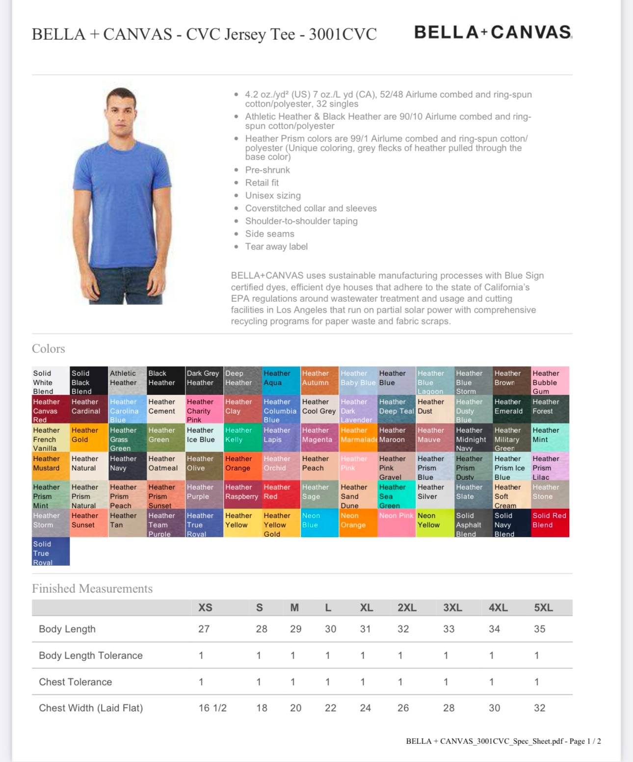 LARGE HEATHER AUTUMN BELLA + CANVAS - CVC JERSEY TEE - 3001 CVC