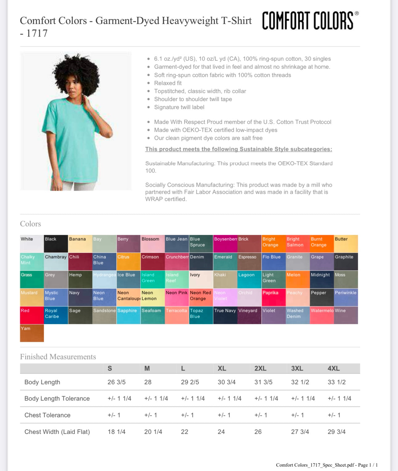 LARGE ESPRESSO COMFORT COLORS-GARMENT-DYED HEAVYWEIGHT T-SHIRT-1717