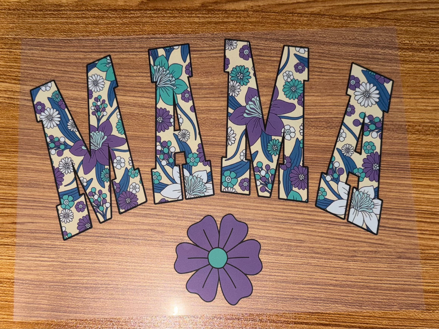 MAMA BLUE AND PURPLE FLORAL PRINT