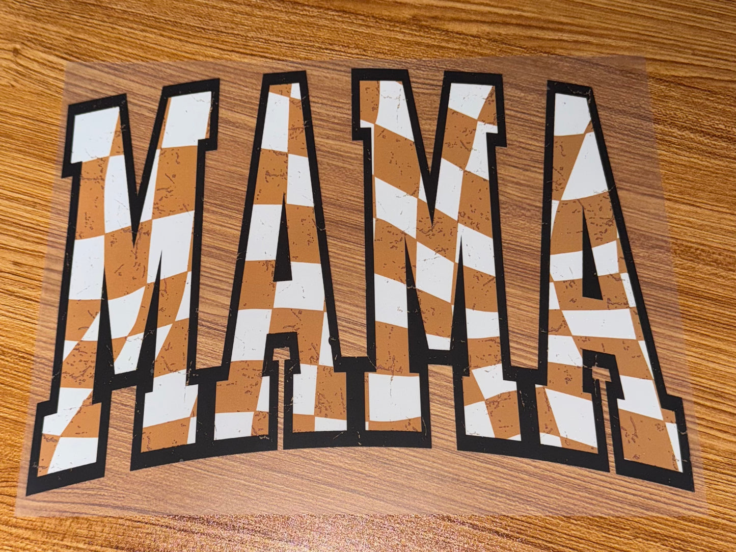 MAMA TAN AND WHITE CHECKERED PRINT