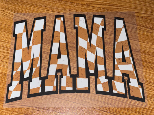 MAMA TAN AND WHITE CHECKERED PRINT